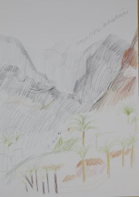 mountains, palm trees, Los Reyes, La Gomera