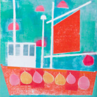 Cornwall, Helford, fishing boat, river, landscape artist, printmaker