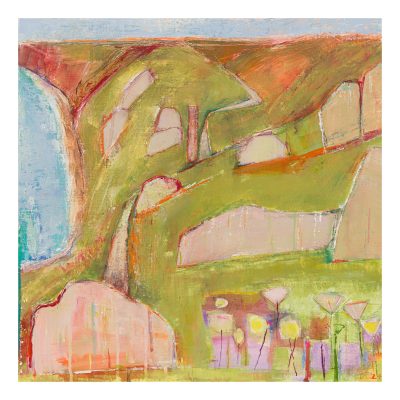 cornish coast, painting, artist carolyn thompson, painter, rocks, coastal path
