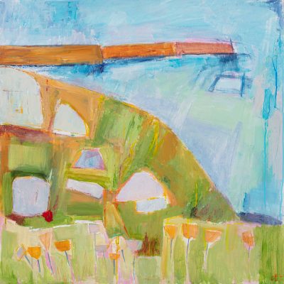 cornwall, porthleven, rinsey, artist carolyn thompson, landscape painting, rocks, sea